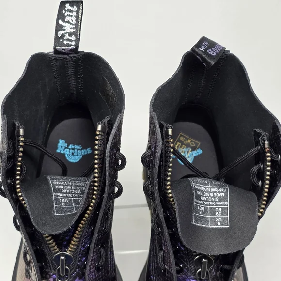 Dr. Martens Sinclair Boots Womens Size 8 Purple Snake Platform Zip Lace Up New - Picture 10 of 11